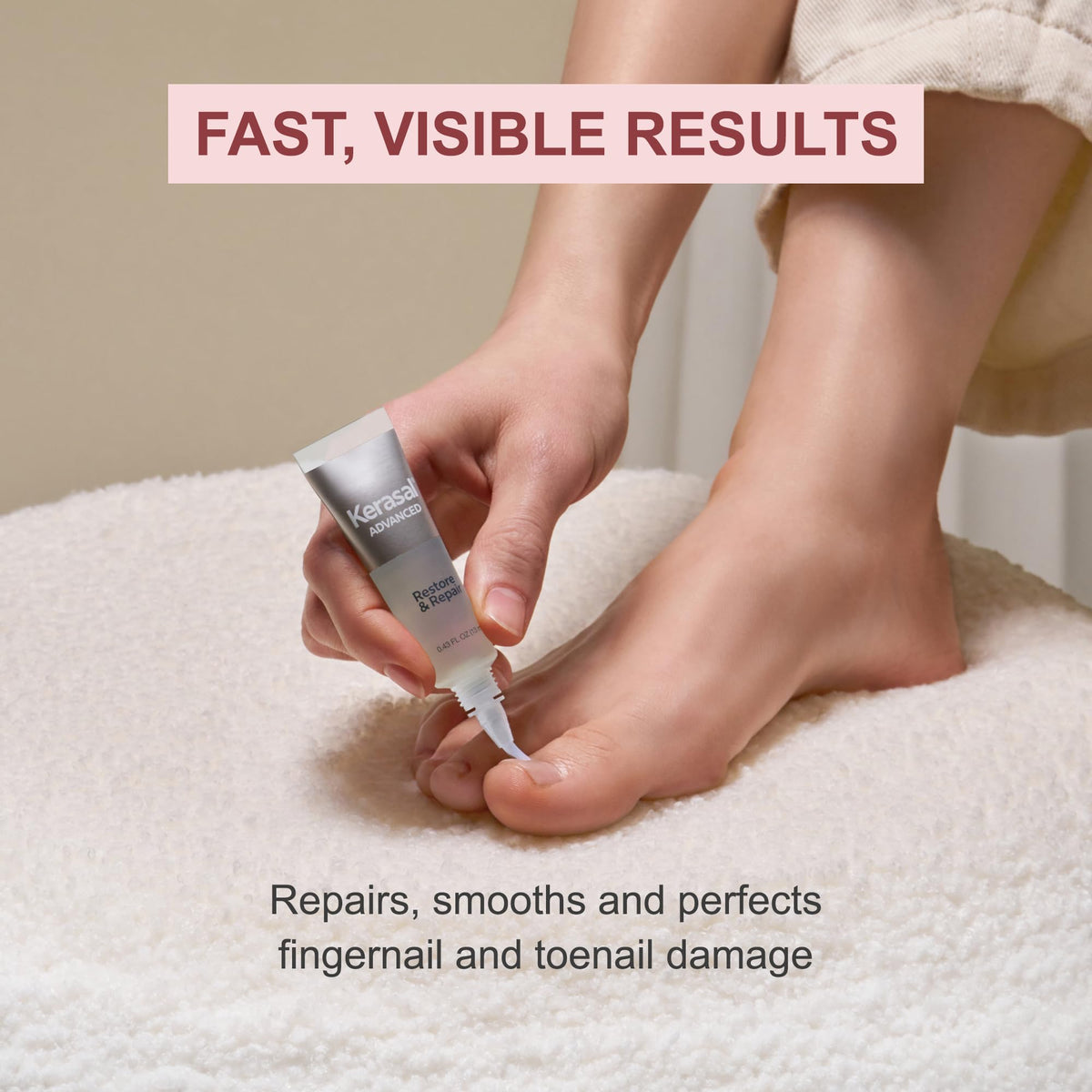Kerasal brush applicator close-up for precise, mess-free application
