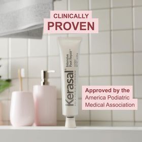 Kerasal two tubes inside a travel bag, conveys portability and on-the-go foot care benefit