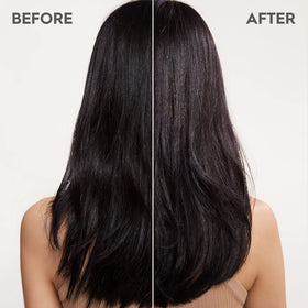 Kerasilk before and after frizz comparison showing smoother, more controlled hair benefit