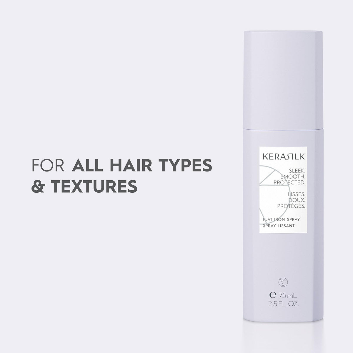 Kerasilk bottle next to a ruler showing 75ml size for travel-friendly convenience