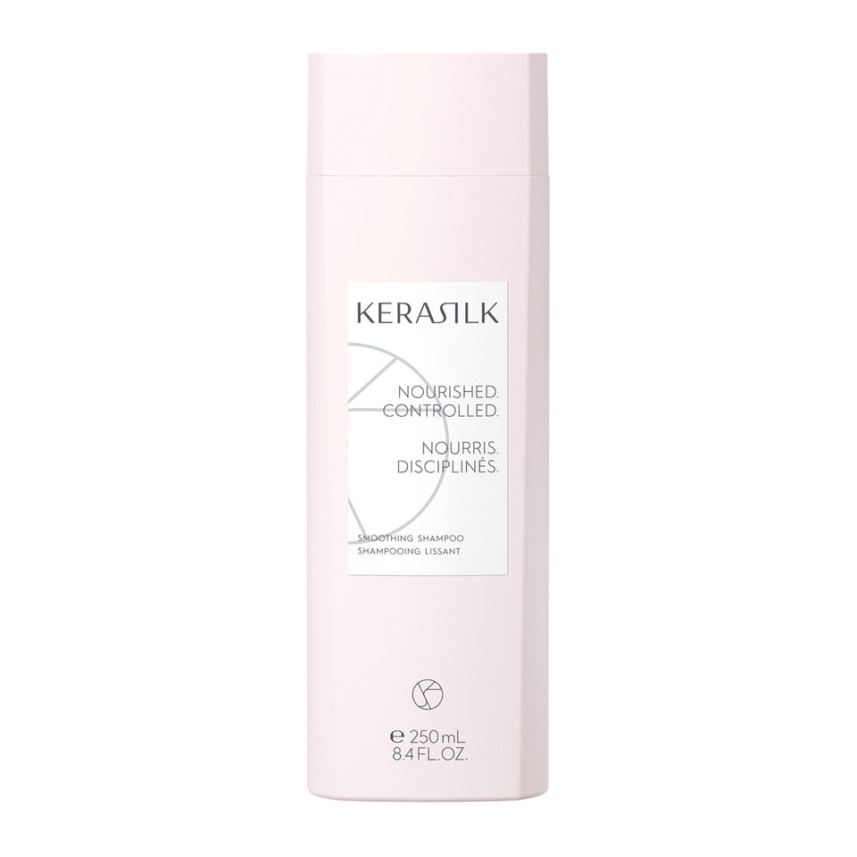 Kerasilk front packaging shows 250ml bottle and promises smoother hair