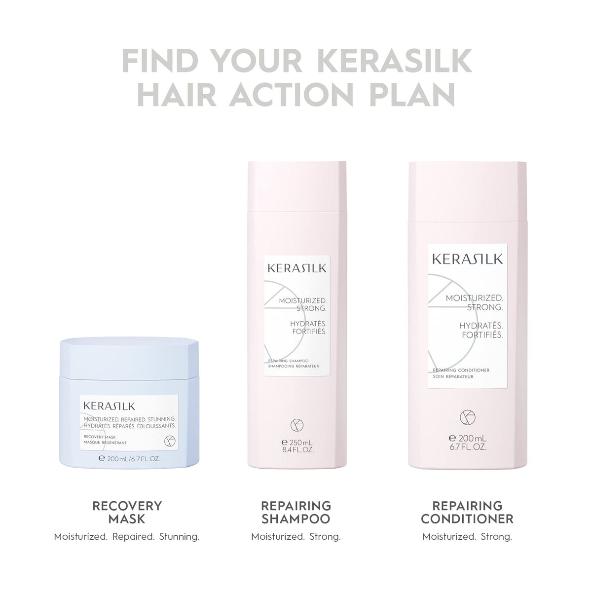 Kerasilk before and after on hair demonstrating smoother, detangled result