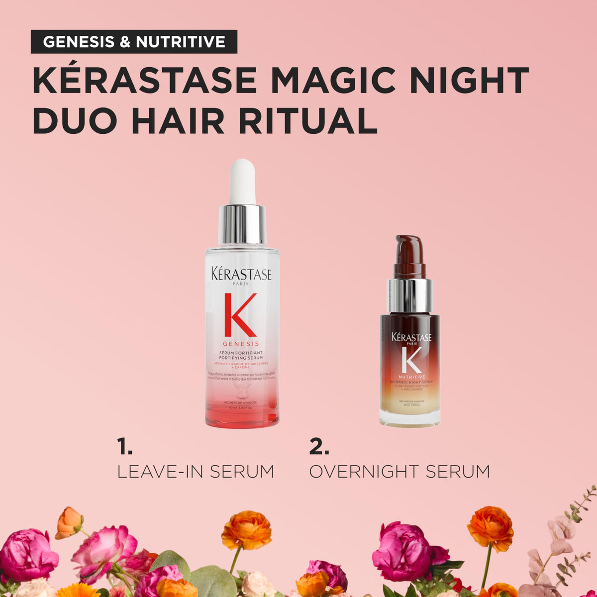 KÉRASTASE 8H Magic Night bottle label clear shot emphasizing overnight nourishment