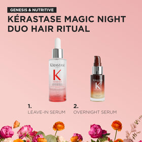 KÉRASTASE 8H Magic Night bottle label clear shot emphasizing overnight nourishment
