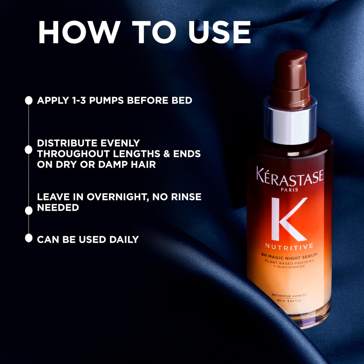 KÉRASTASE applying serum to hair lengths demonstrating detangling benefit