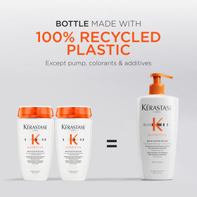 KÉRASTASE before and after hair showing improved shine and smoother texture