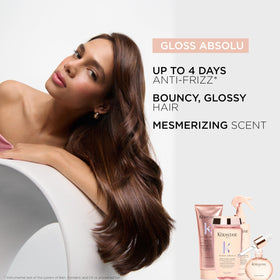 KÉRASTASE before and after gloss comparison showing reduced frizz and shine