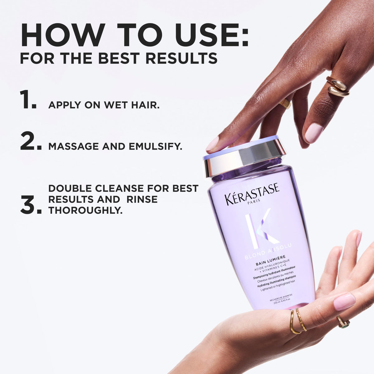 KÉRASTASE bottle staged in bathroom to show everyday routine benefit