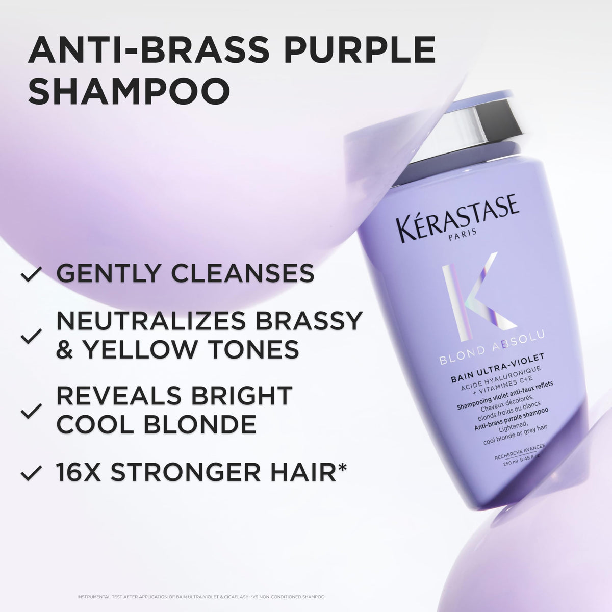 KÉRASTASE shampoo dispensed on palm showing silky texture and easy application