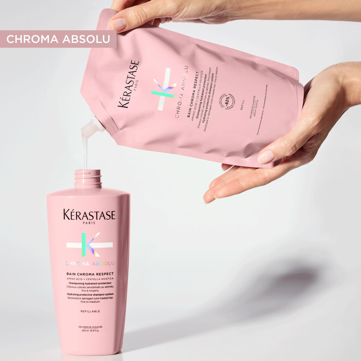 KÉRASTASE pump dispensing product for easy shower application and control