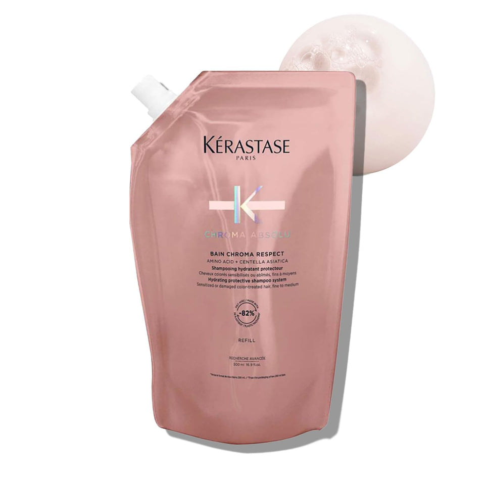 KÉRASTASE Chroma Respect pouch front view showing product branding and refill benefit
