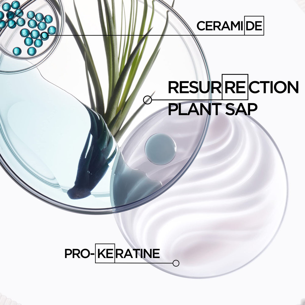 KÉRASTASE serum being applied to towel-dried hair for strengthened styling