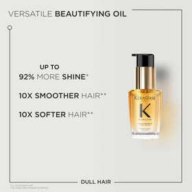 KÉRASTASE close-up pump dispensing oil highlighting precise control benefit