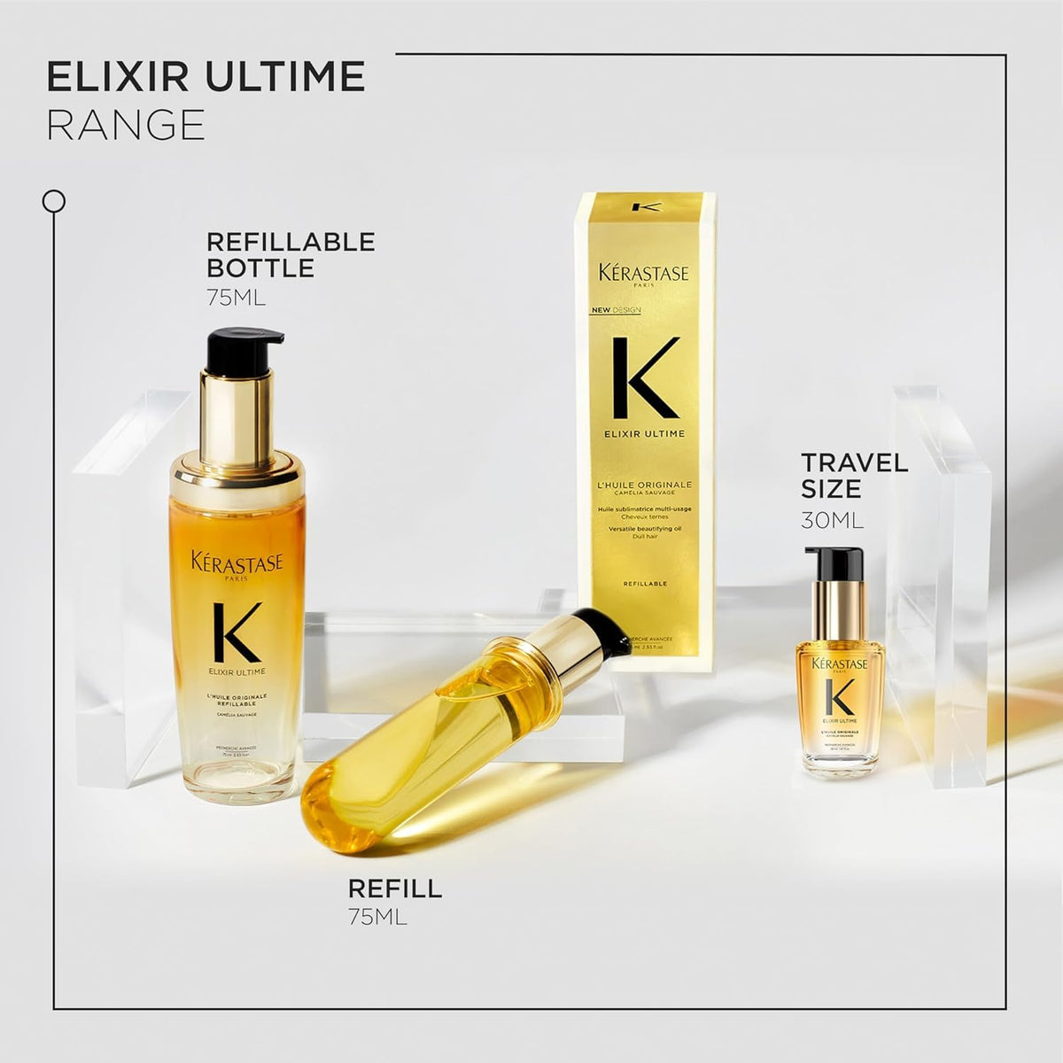 KÉRASTASE placed on bathroom vanity in lifestyle setting suggesting luxury routine