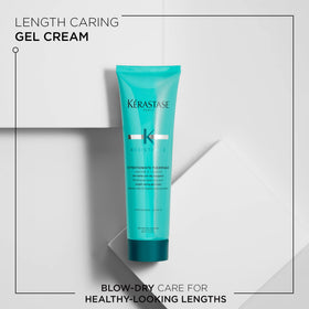 KÉRASTASE pump dispensing smooth cream texture that spreads easily for heat protection