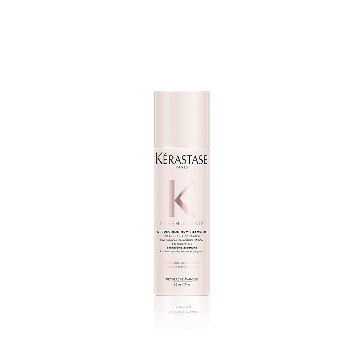 KÉRASTASE front packaging showing compact travel-size can and branding, convenient freshness
