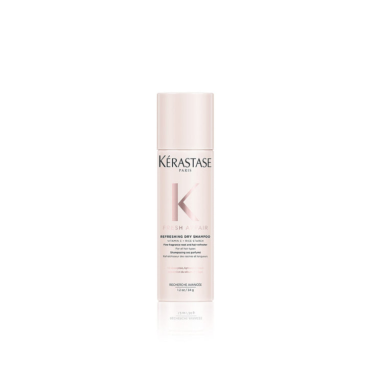 KÉRASTASE front packaging showing compact travel-size can and branding, convenient freshness