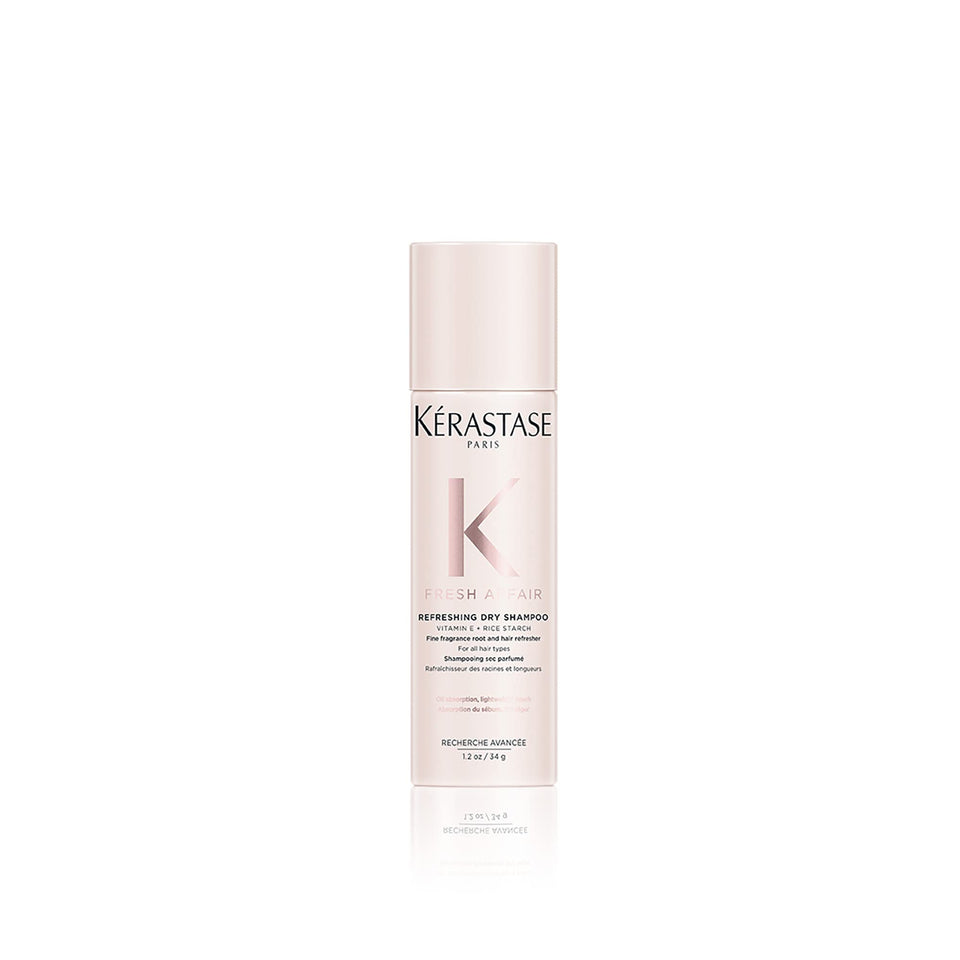 KÉRASTASE front packaging showing compact travel-size can and branding, convenient freshness