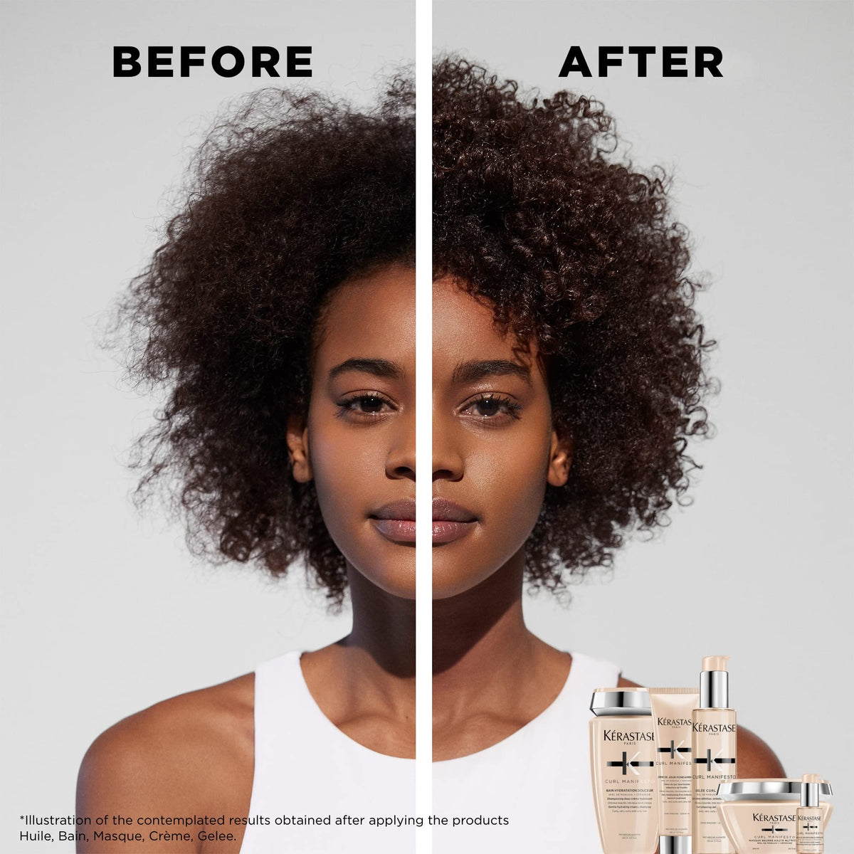 KÉRASTASE used on dry hair to refresh curls and reduce frizz quickly
