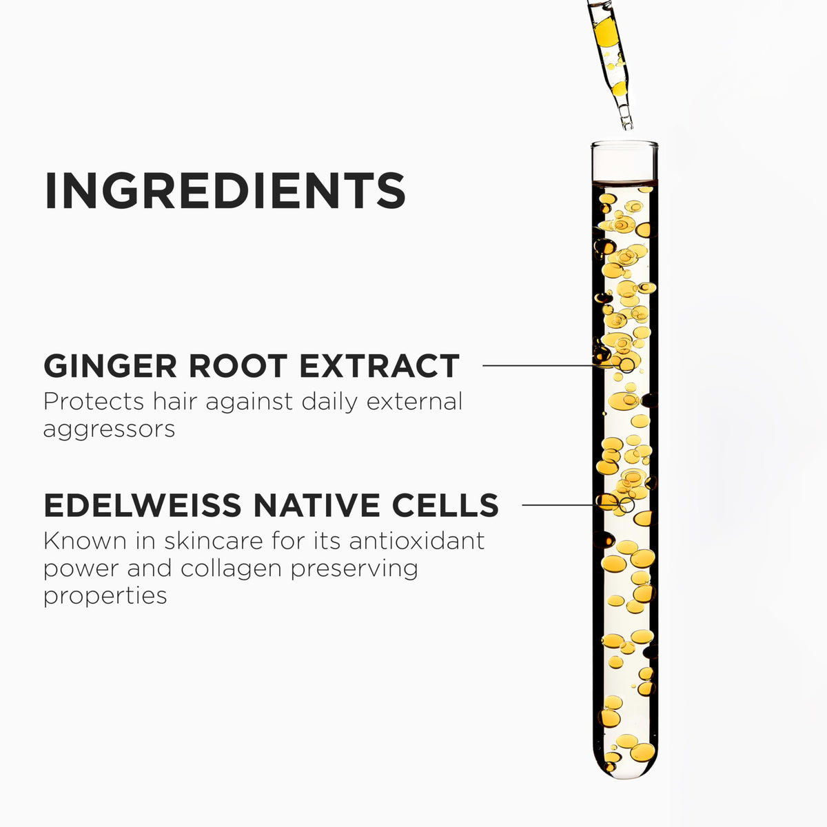 KÉRASTASE close-up label highlighting key ingredients and benefits