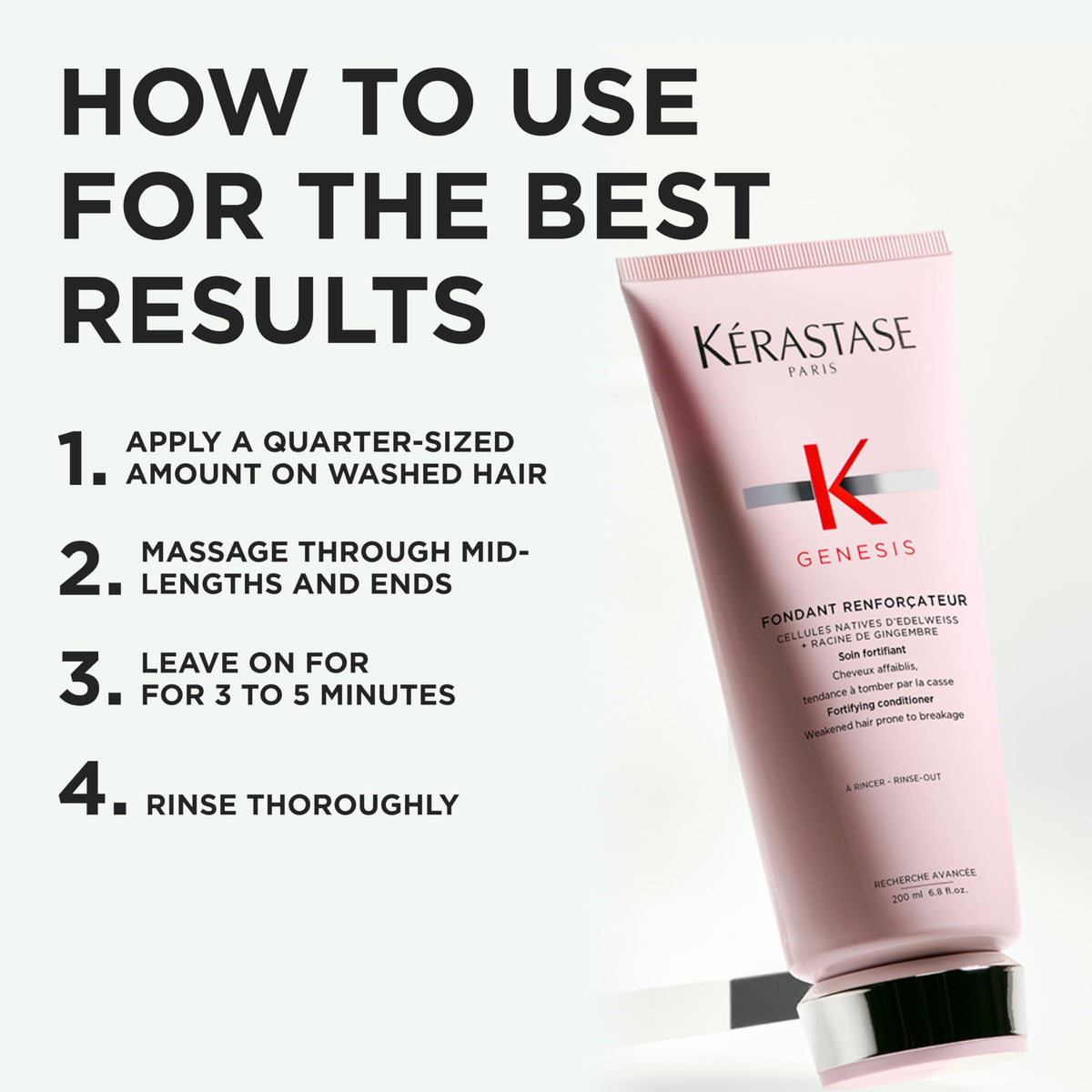 KÉRASTASE hands applying conditioner showing quick detangling action