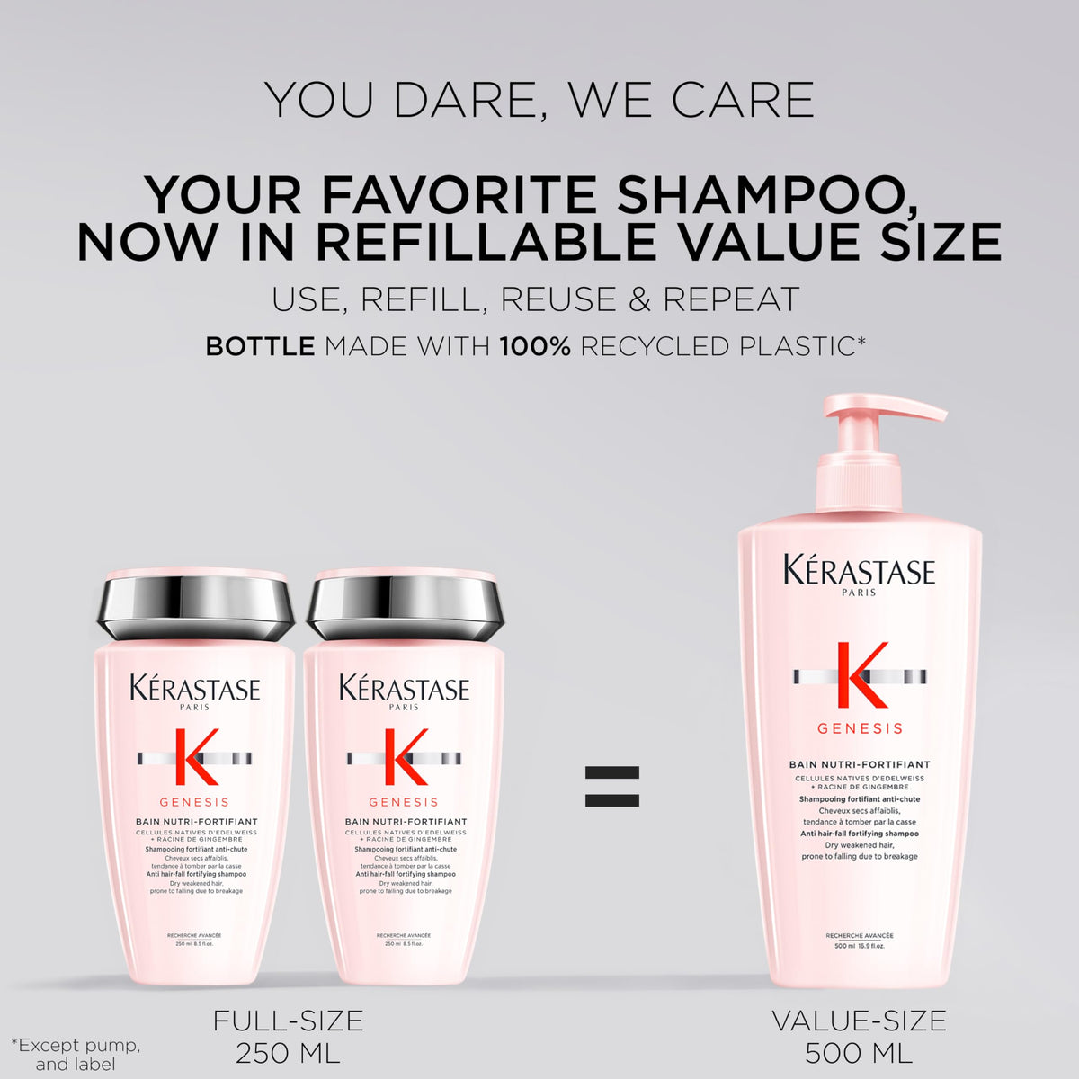 KÉRASTASE pump dispensing shampoo into hand for easy application