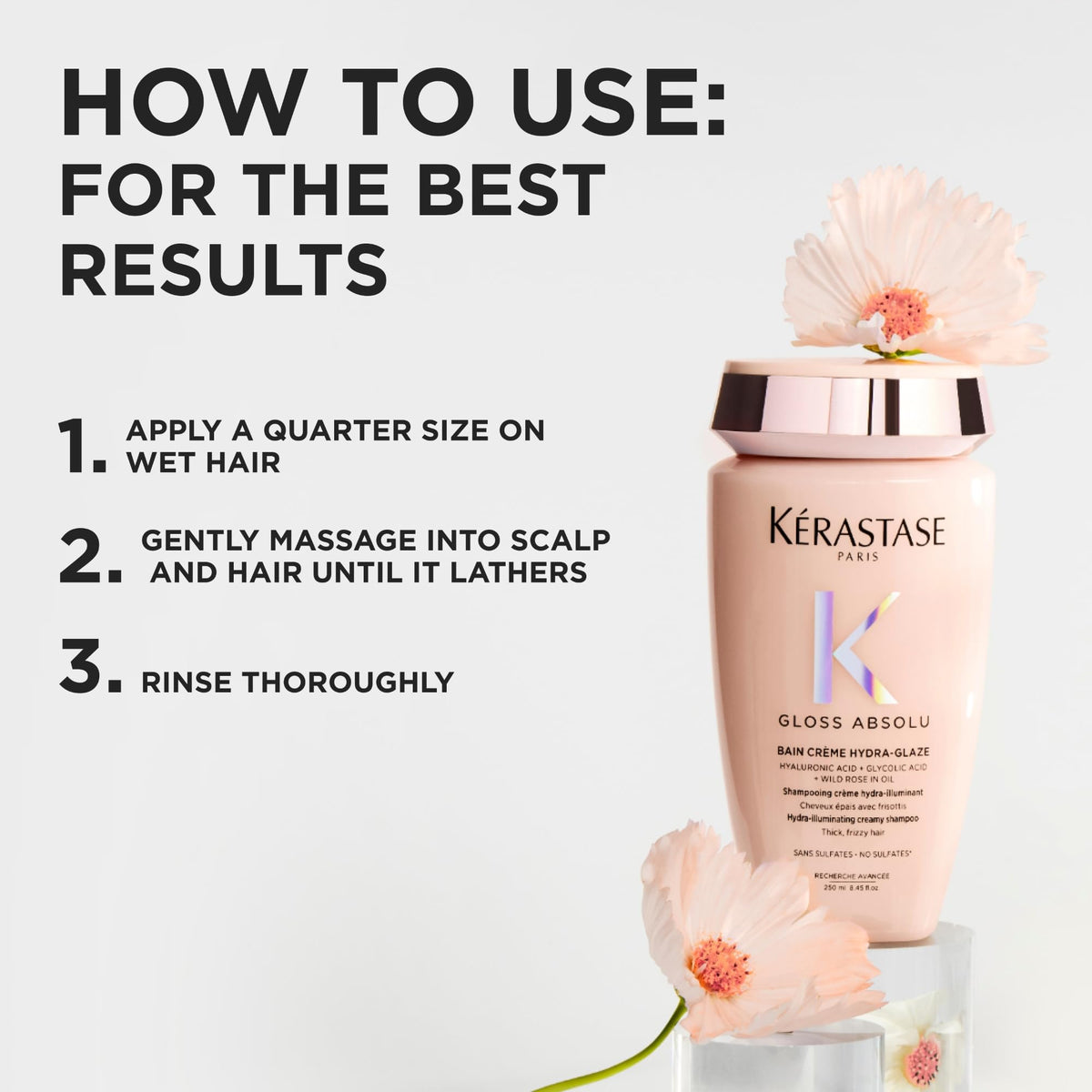KÉRASTASE before and after on thick hair showing reduced frizz and added shine