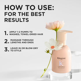 KÉRASTASE cream being applied during blow-dry for heat protection