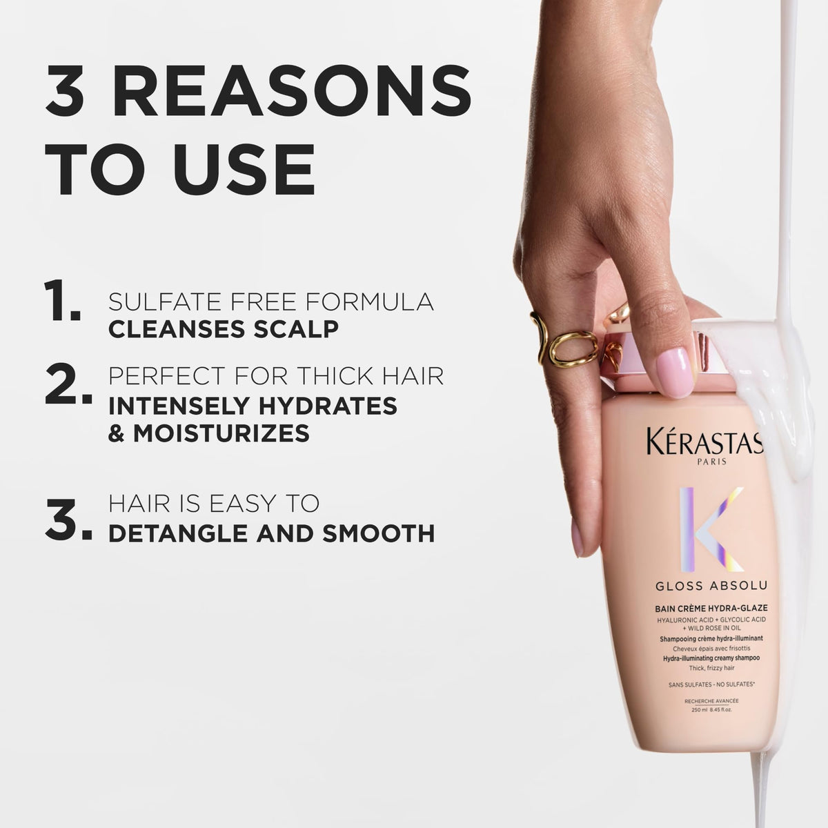 KÉRASTASE creamy lather close-up showing texture and gentle foam for better cleanse