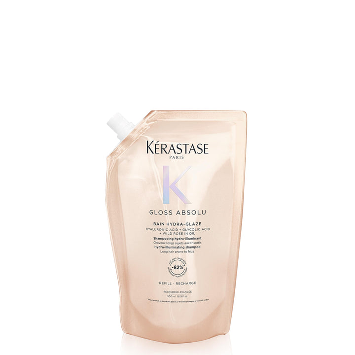 KÉRASTASE front bottle showing label and glossy finish benefit