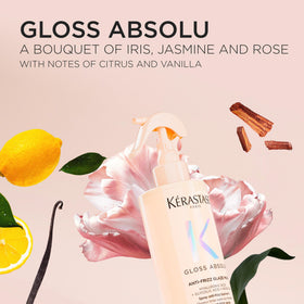 KÉRASTASE bottle staged on bathroom shelf suggesting daily styling use