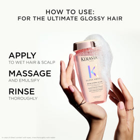 KÉRASTASE shampoo in hand demonstrating easy application and control