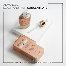 KÉRASTASE dispensing serum drop demonstrating controlled application and precision