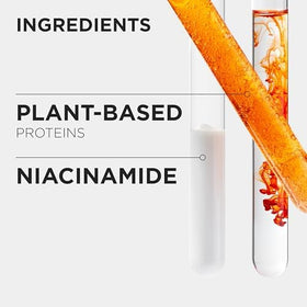 KÉRASTASE close-up label showing niacinamide and plant proteins for strengthening benefit