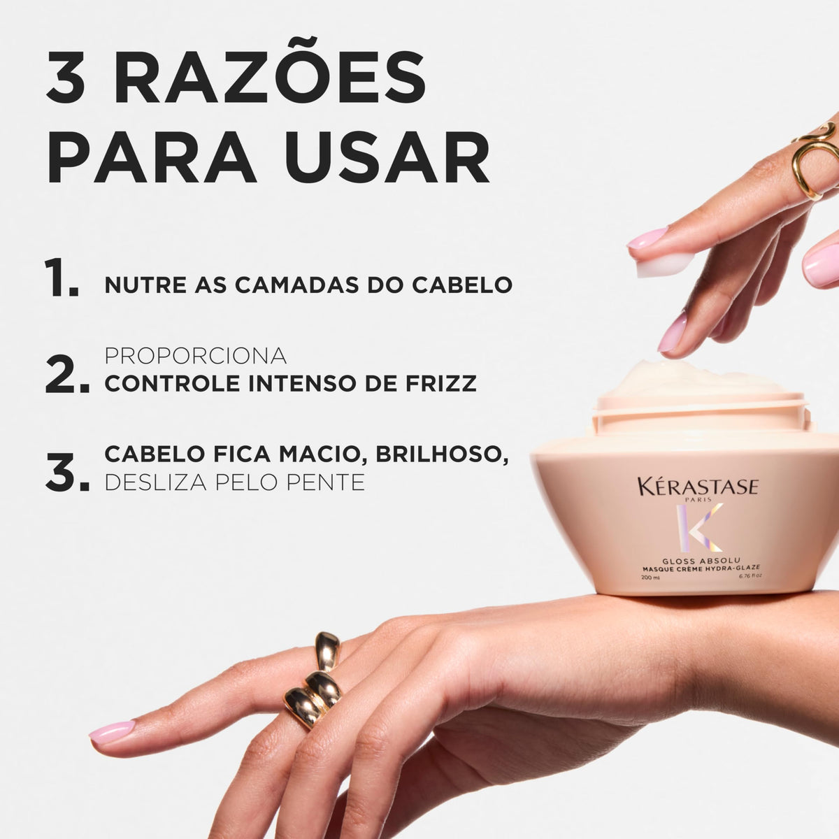 KÉRASTASE rinsed hair showing smooth, shiny results after use