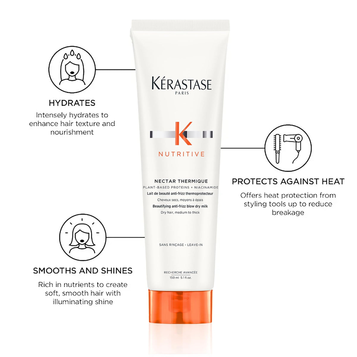 KÉRASTASE Nectar Thermique being applied to towel‑dried hair for protection