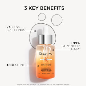 KÉRASTASE visible before and after ends showing reduced splitting benefit
