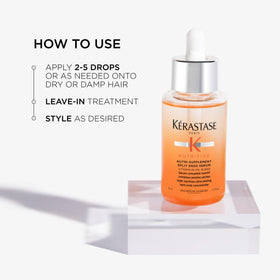 KÉRASTASE bottle label detail emphasizing nourishing ingredients benefit