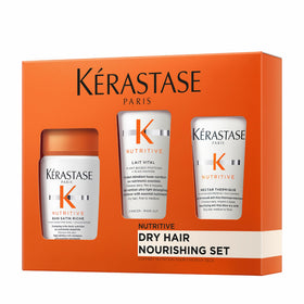 KÉRASTASE Nutritive set front packaging showing trio and travel-ready benefit