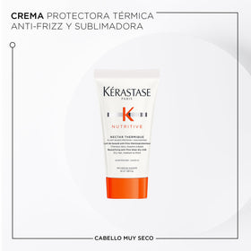 KÉRASTASE leave-in cream in palm showing heat protection and frizz control