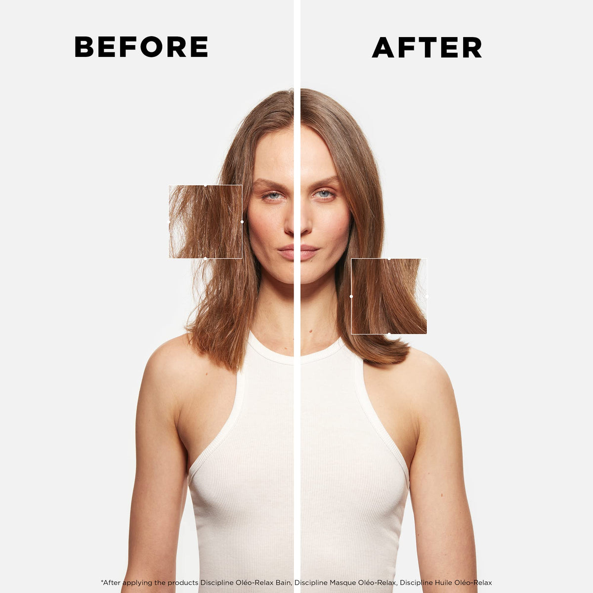 KÉRASTASE applying mask to mid-lengths demonstrating smoother manageable hair