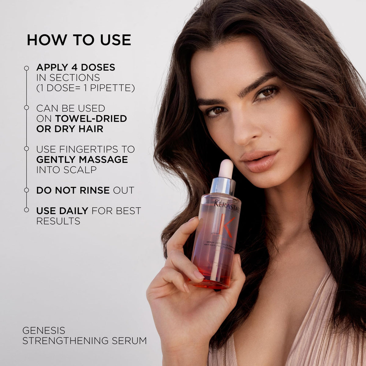 KÉRASTASE applying 8H Magic Night to lengths and ends showing easier morning detangling
