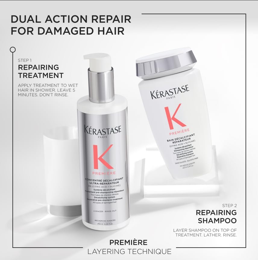 KÉRASTASE before and after hair shot revealing improved strength and shine
