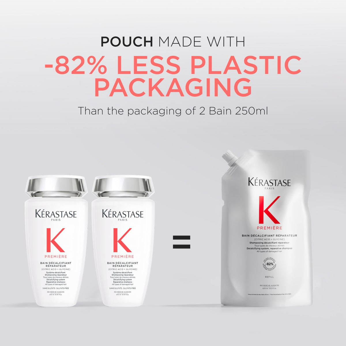 KÉRASTASE before and after hair showing smoother, stronger-looking strands