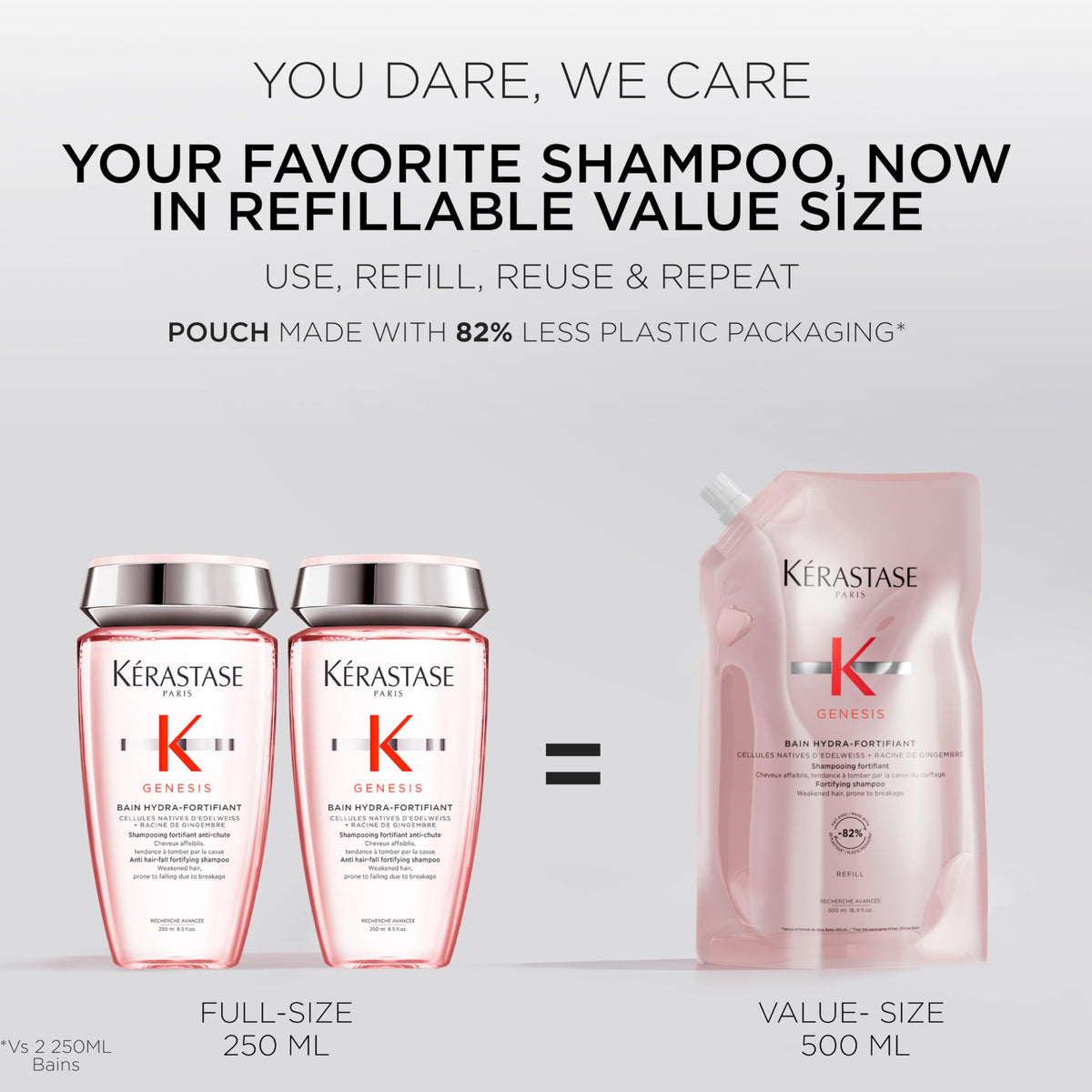KÉRASTASE refill pouch displayed to highlight eco-friendly benefit