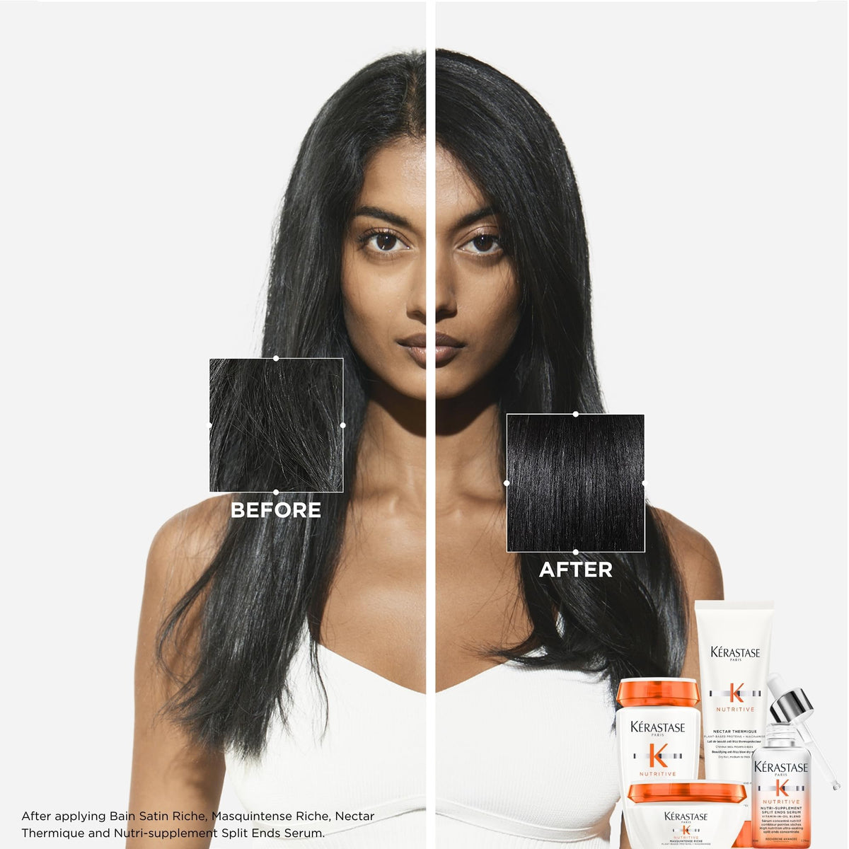 KÉRASTASE serum being applied to scalp, shows targeted hydration benefit