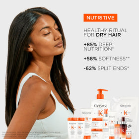 KÉRASTASE shampoo on hair demonstrating detangling and smooth finish