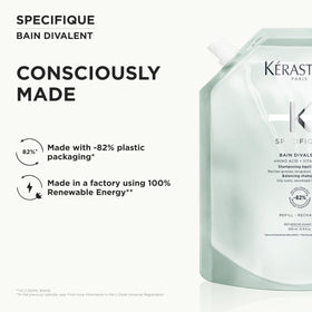 KÉRASTASE product on bathroom shelf highlighting refill sustainability