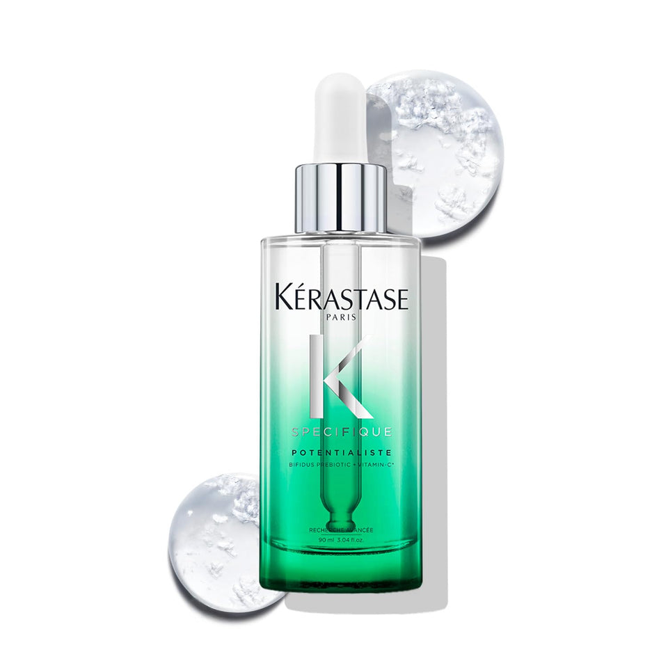 KÉRASTASE front packaging showing clean serum bottle and brand recognition benefits scalp care