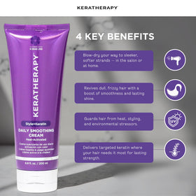 KERATHERAPY cream texture on hand showing lightweight consistency for smooth styling